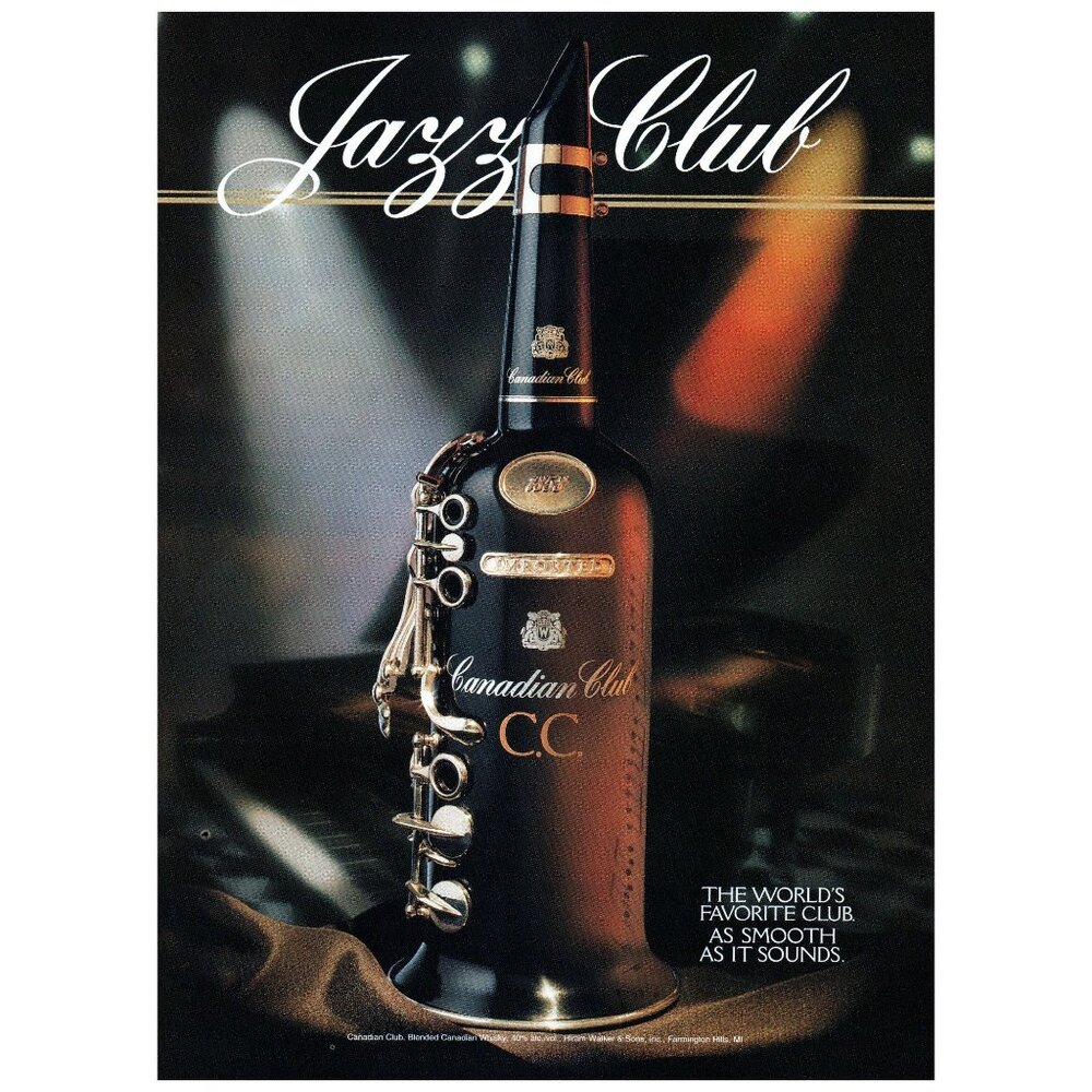 1994 Canadian Club CC Whisky Whiskey Jazz Trumpet Vintage Print Ad Bar Wall Art